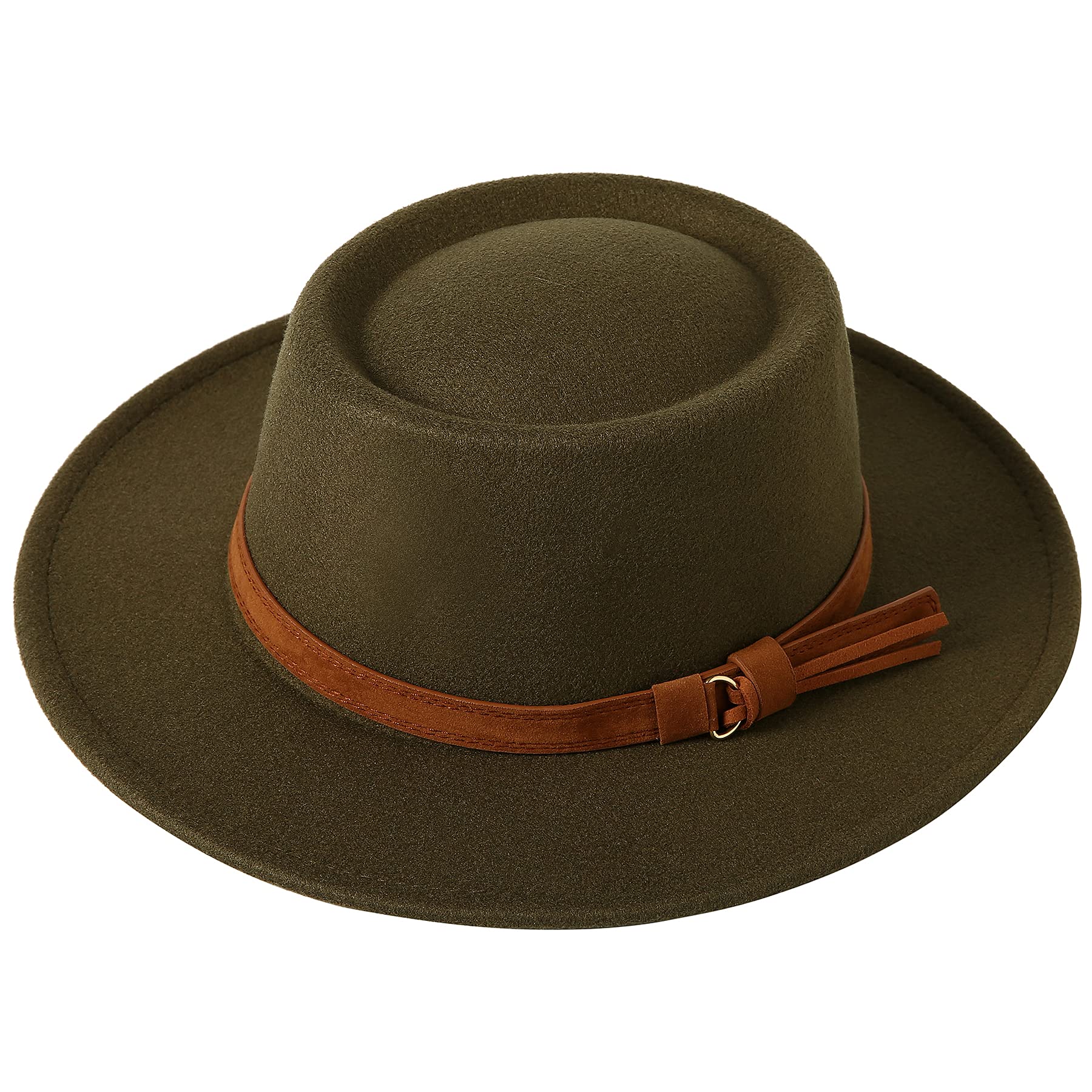 Lanzom Women Vintage Wide Brim Warm Wool Fedora Hat Belt Panama Hat Felt Jazz Hat Fit Size 6 8/7-7 1/4