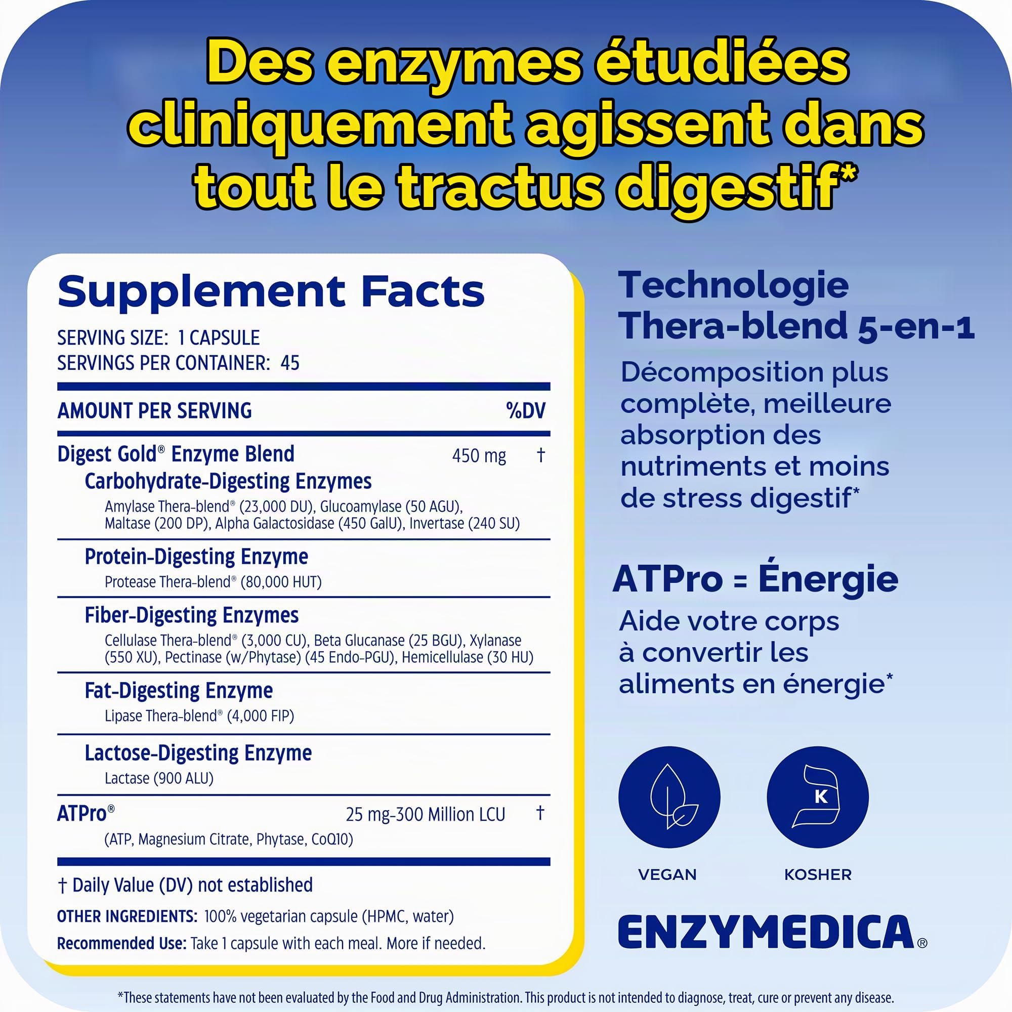 Enzymedica Digest Gold ATPro 45 Capsules