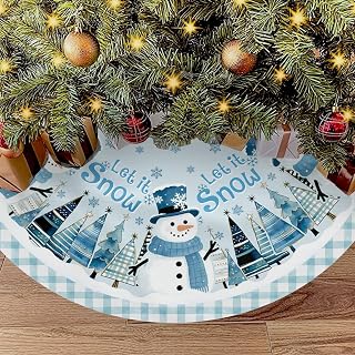 Snowman Christmas Tree Skirt 36 Inch - Snowman Tree Skirts Christmas Trees Decorations Indoor Winter Xmas Decorations for Home Party Holiday Decor