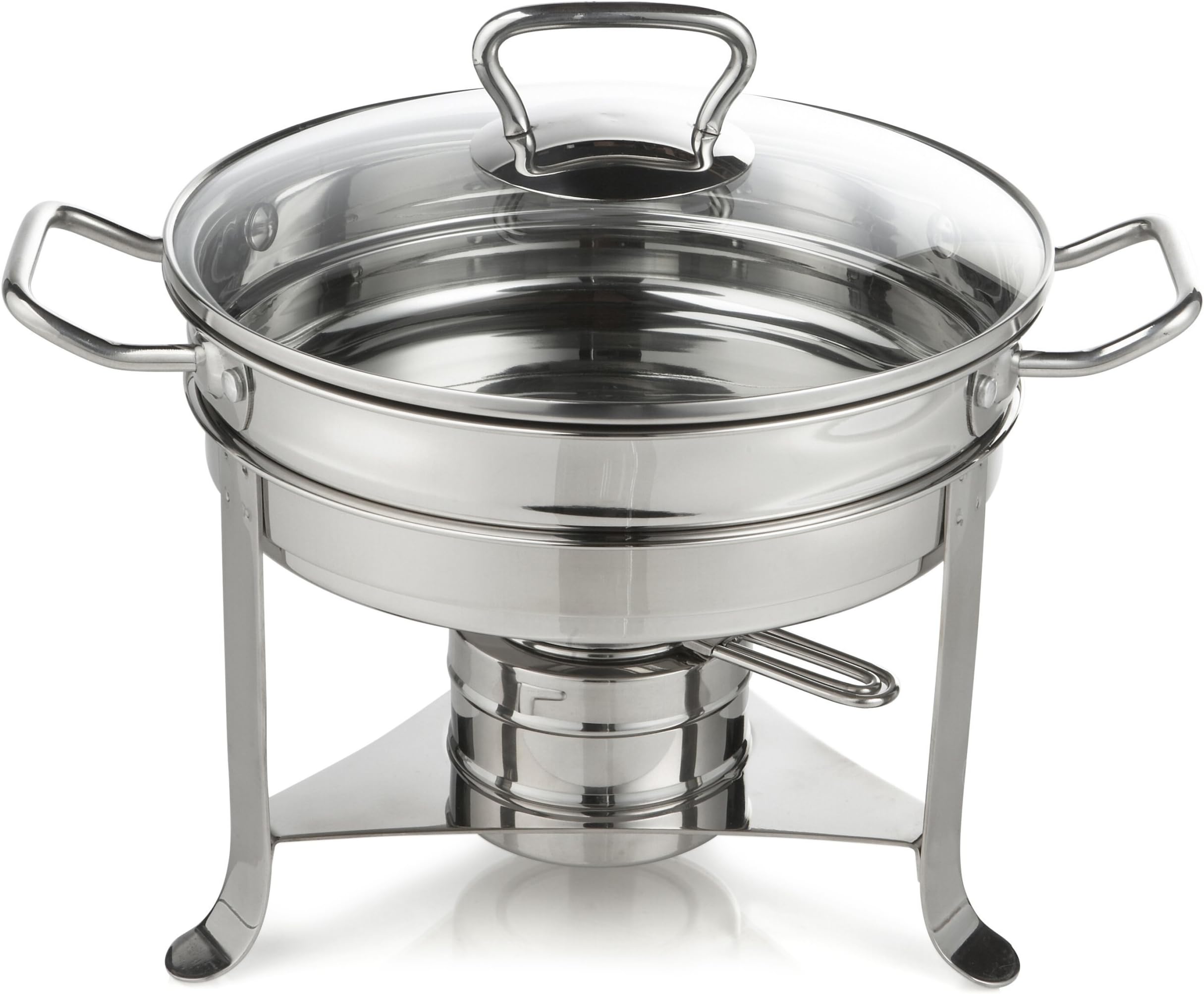 3 Quart Stainless Steel Chafing Dish with Glass Lid -