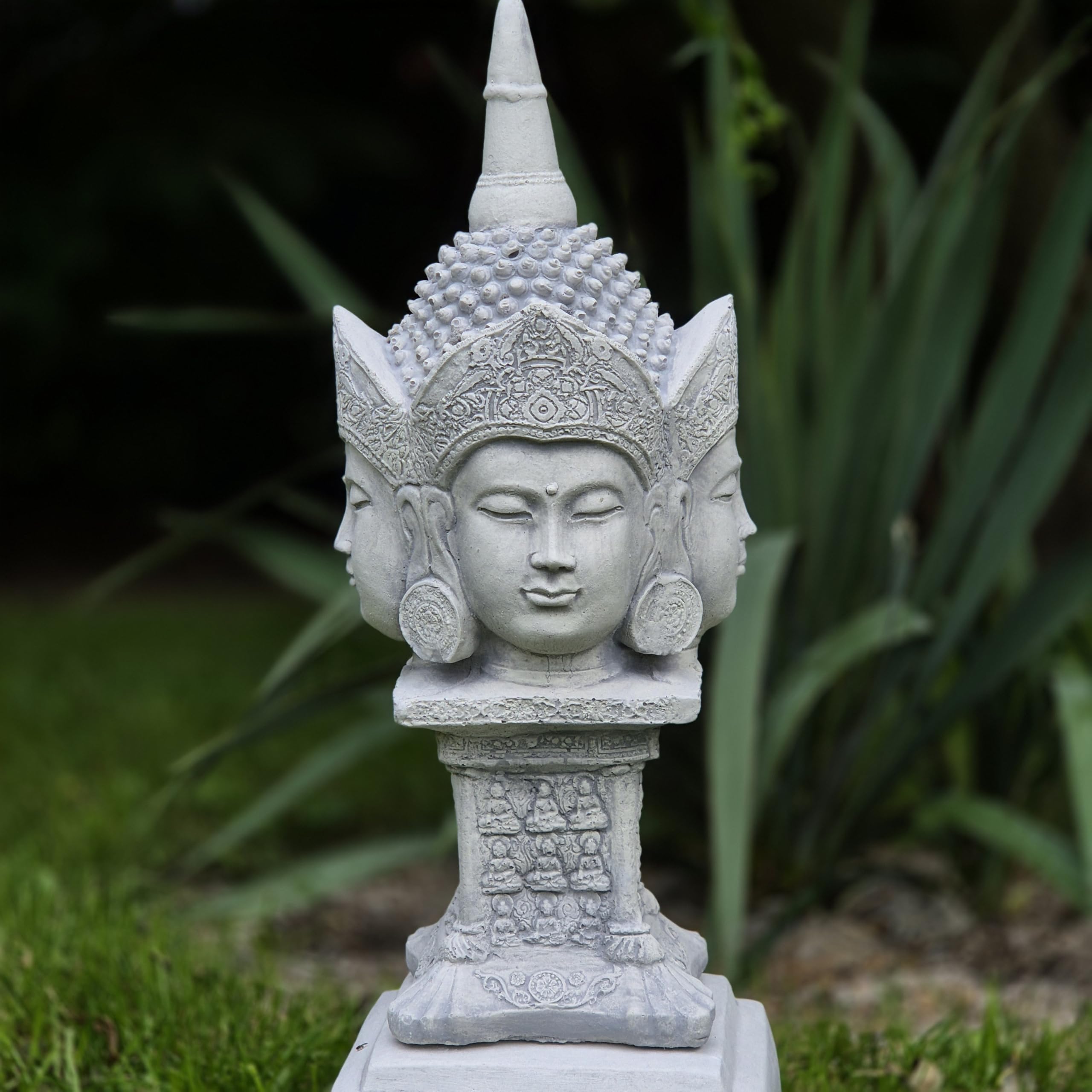 FABRIQ Buddha a quattro facce, 37 cm, 5 kg, resistente alle intemperie, Zen & Feng Shui, statuetta da giardino