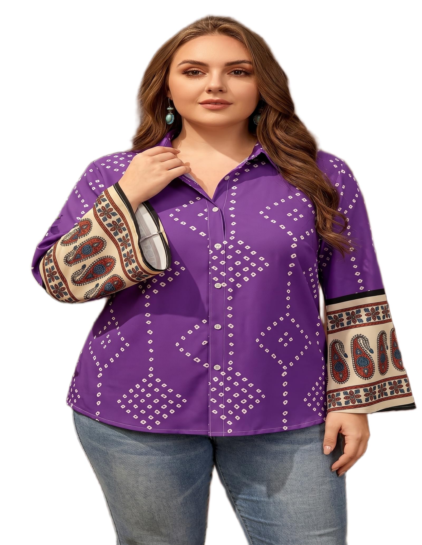 maykr Women Plus Size Shirt, Bandhani Shirt for Women-picture-16