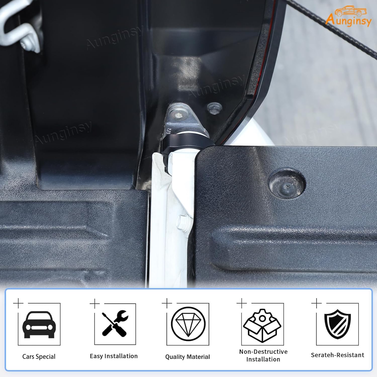 Aunginsy Car Tailgate Anti-Theft Lock Compatible with Toyota Tundra 2022-2026, Aluminum Rear Trunk Right Side Tailgate Security Device Truck Bed Tail Gate Lock Protector Exterior Accessories, Black
