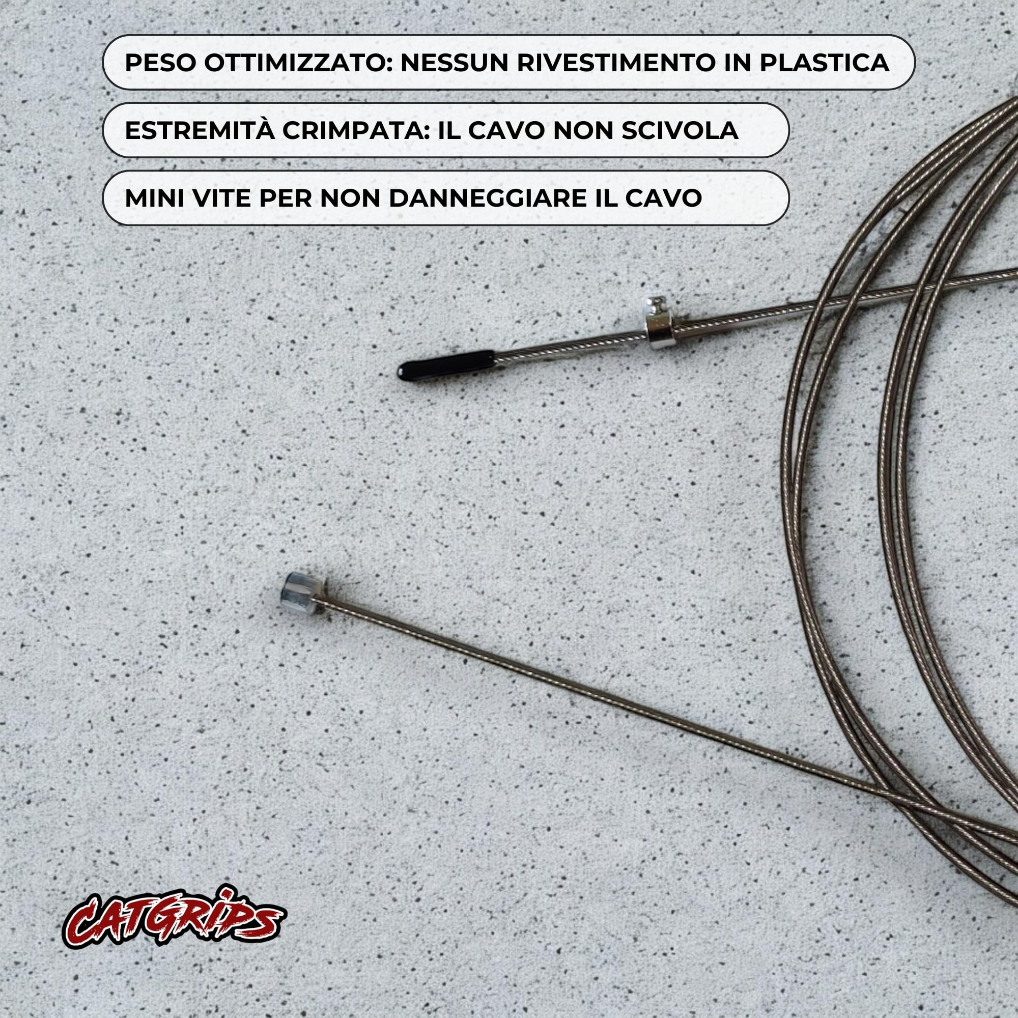 CATGRIPS Cavo Acciaio per Corda Crossfit – 1.5 mm – Cavo Speed Rope ad Alta Velocità – Ricambio Professionale in Acciaio Nudo per Allenamento Avanzato e Competizione