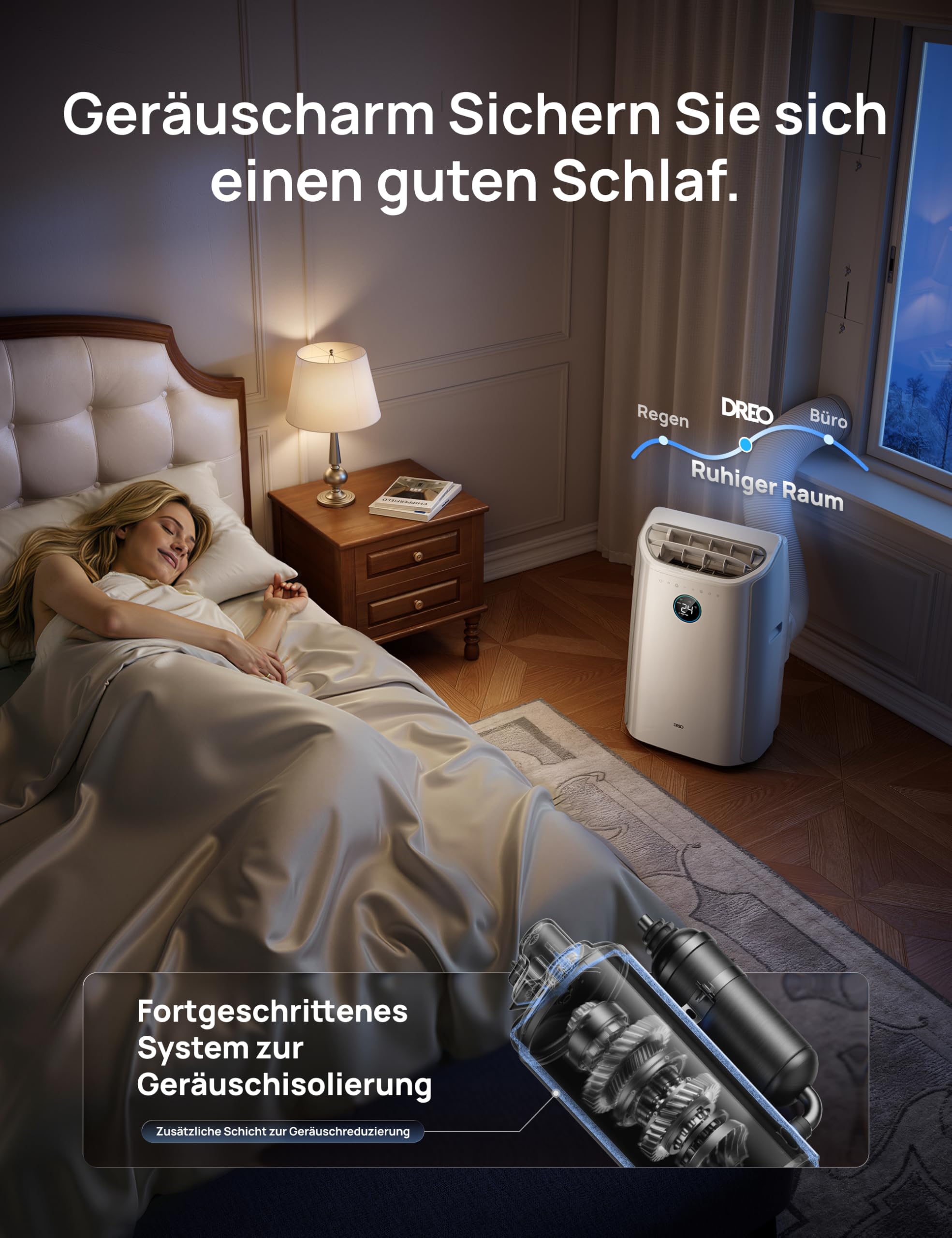 DREO AC516S 12000 BTU Mobiles Klimagerät 3-in-1 Kühlen Ventilieren Entfeuchten leise App Steuerung