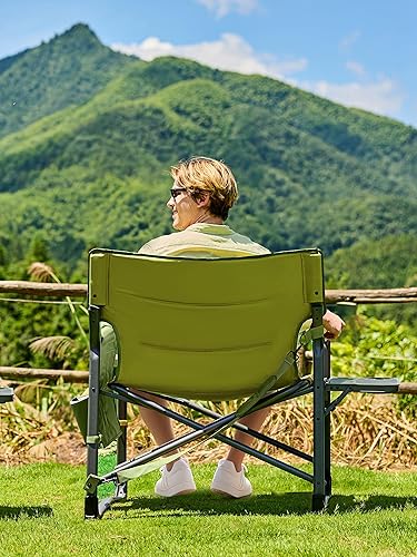 Miniatura 9 de TIMBER RIDGE Sillas de director XXL mejoradas de gran tamaño con mesa auxiliar plegable, bolsillo lateral desmontable, silla de campamento plegable