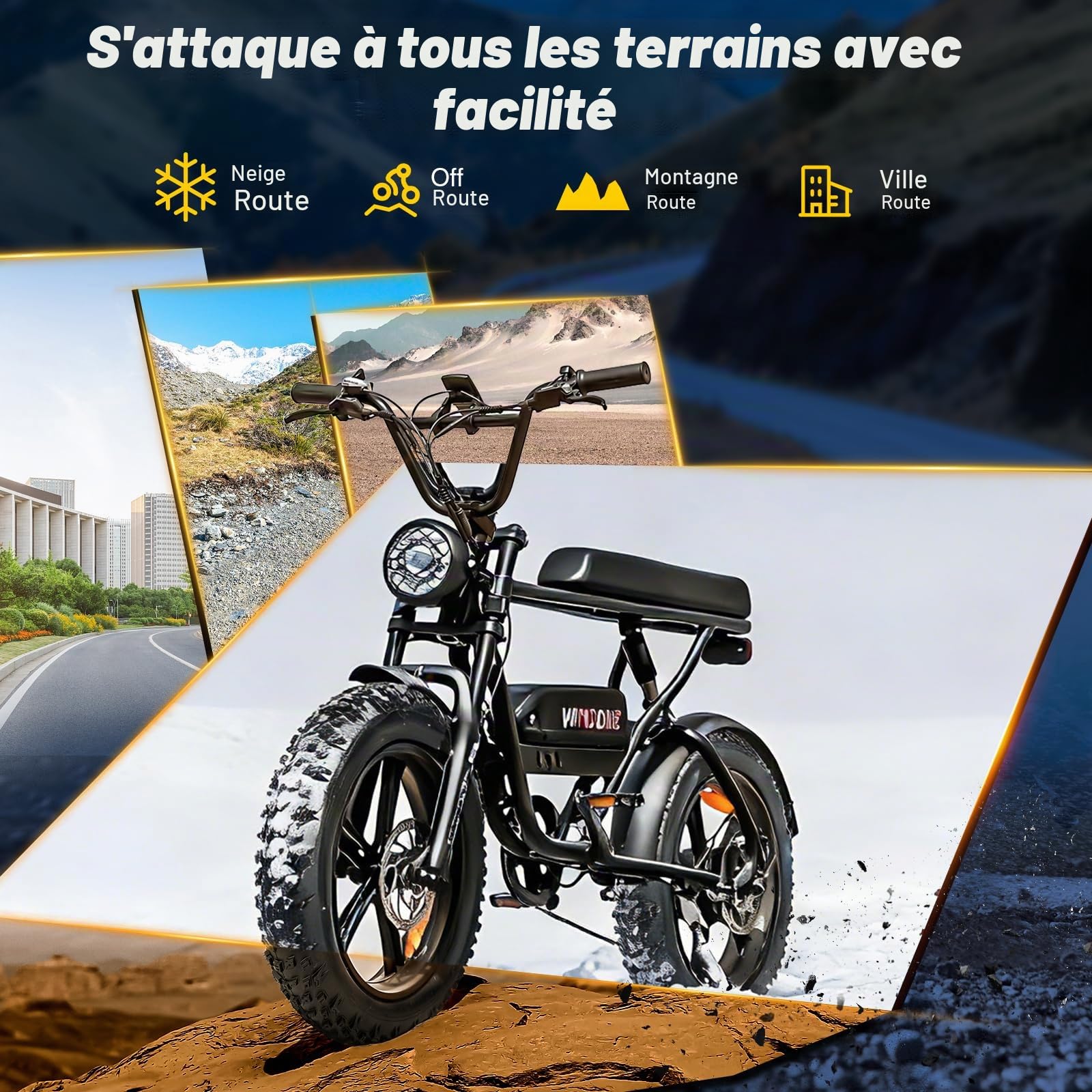 WEEROCK Pneus de vélo électrique Fat 20/26 x 4.0 - Pneus résistants aux crevaisons - Pliable - Pour vélo électrique/vélo de neige/VTT avec chambre à air