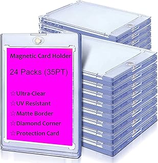 24 ct Magnetic Card Holder,35 pt Card Protectors Hard Plastic Thickness Top Card Loaders for Trading Cards,MTG Cards, YUGIOH Cards, Sports Cards, Baseball Cards Toploaders,Basketball/Football Cards