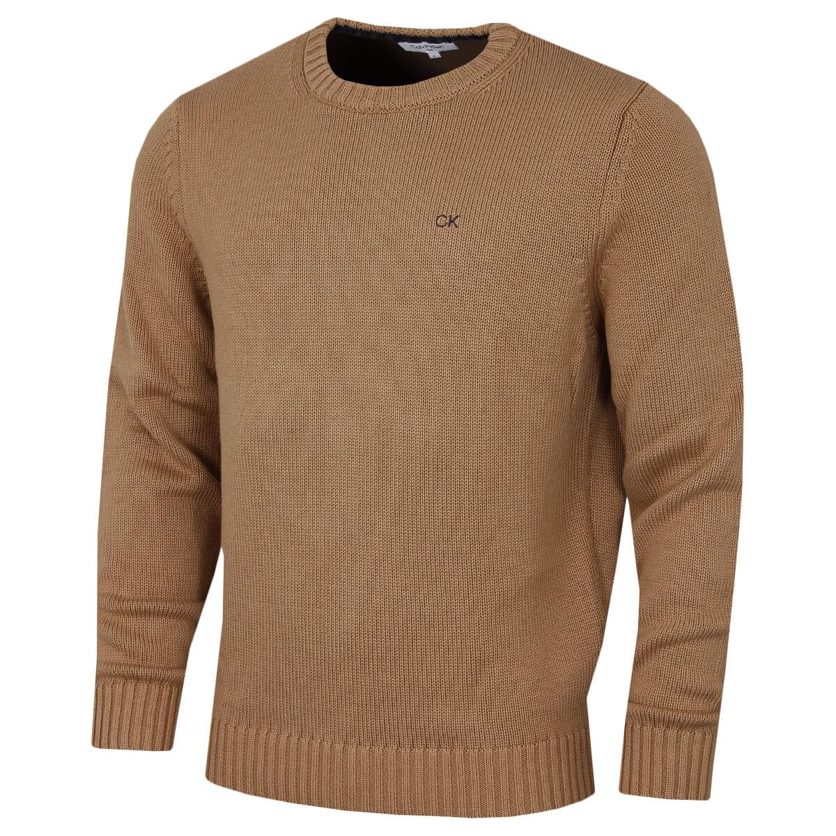 Calvin Klein Mens Knit Campus Crew Neck Sweater - Tan - XXXXL