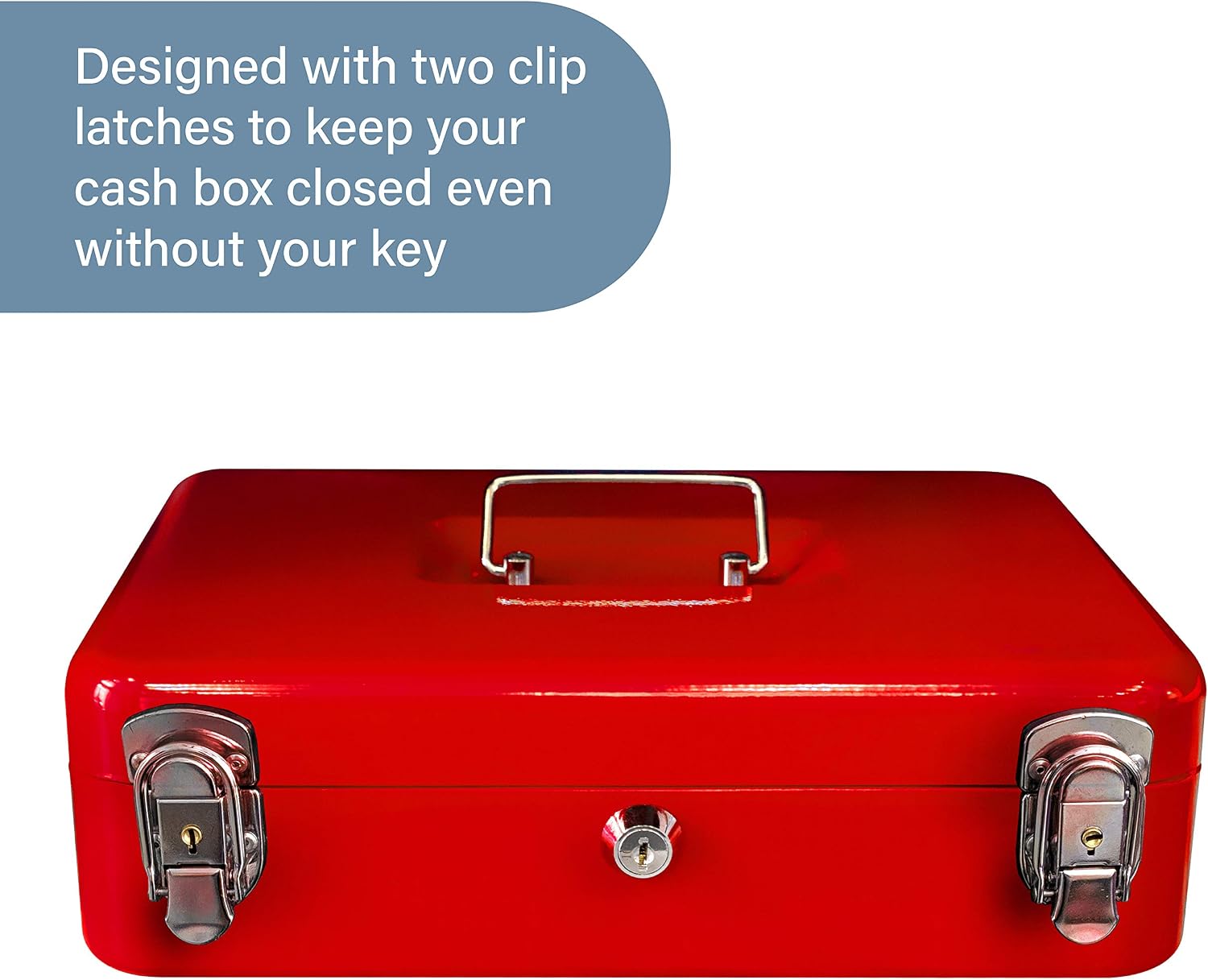 Certus Global Large Red Cash Box with Money Tray, Secure Lock, Cantilever Coin Tray 4 Bills/ 5 Coins (Cardinal Red)