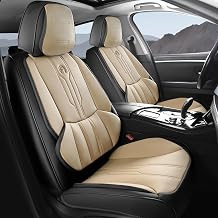 AOOG Seat Covers Custom Fit for Chevy Silverado GMC Sierra 2007-2026 1500 2500HD 3500HD Crew,Double,Reguler Cab, Pickup Truck Seat Cover Protector Cushion with Faux Leather BeigeBlack, Front Set