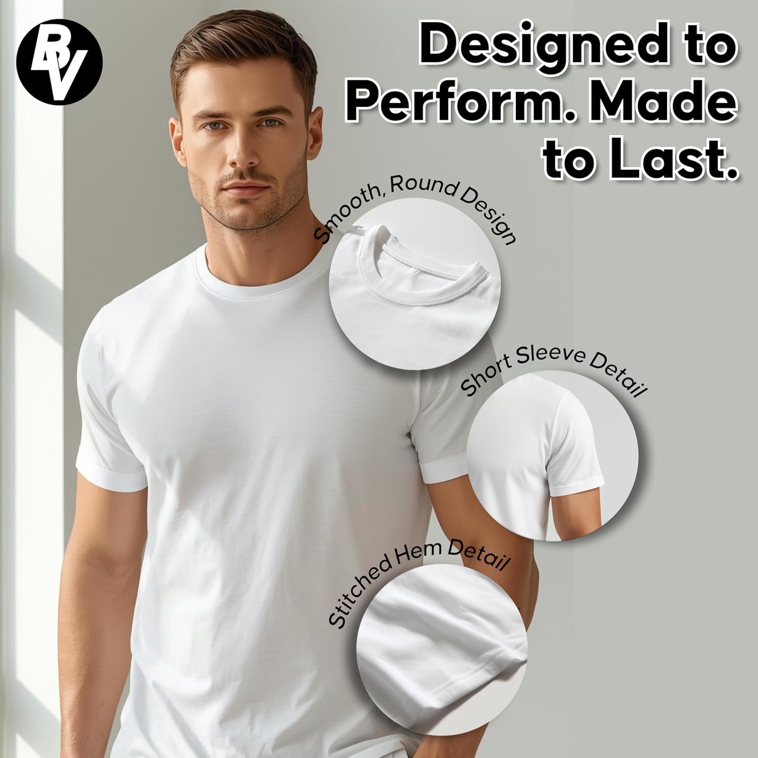 BROOKLYN VERTICAL Mens 6-Pack Crew Neck Undershirts Short Sleeve Cotton Round Neck Soft Comfortable Cotton Size S-3XL - Image 7