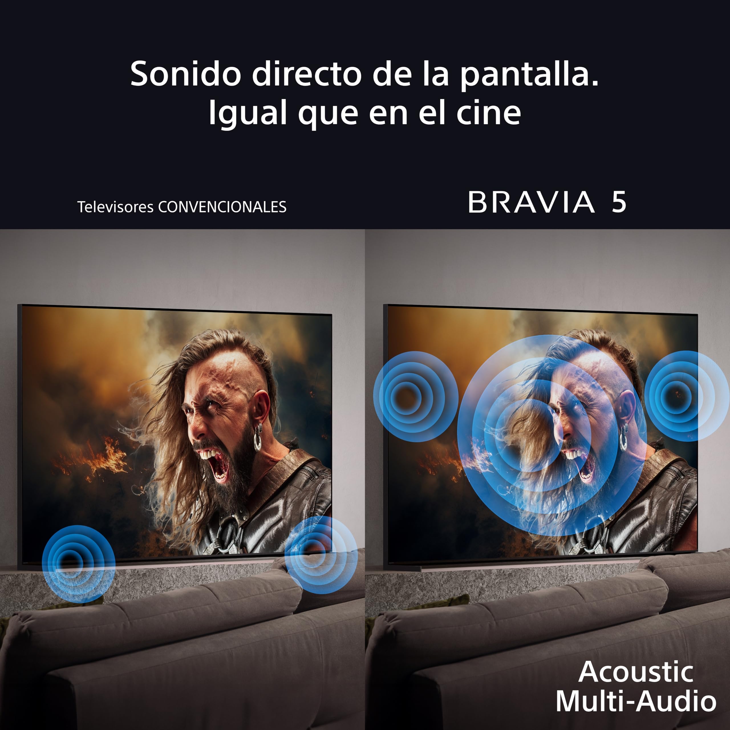 Sony BRAVIA 5, Mini LED 55 Pulgadas, Procesador XR con IA, Acoustic Multi-Audio, Dolby Vision/Atmos, IMAX Enhanced, Google TV 2025, Apple AirPlay 2, Eco Dashboard 2, Menú Gaming, 55"