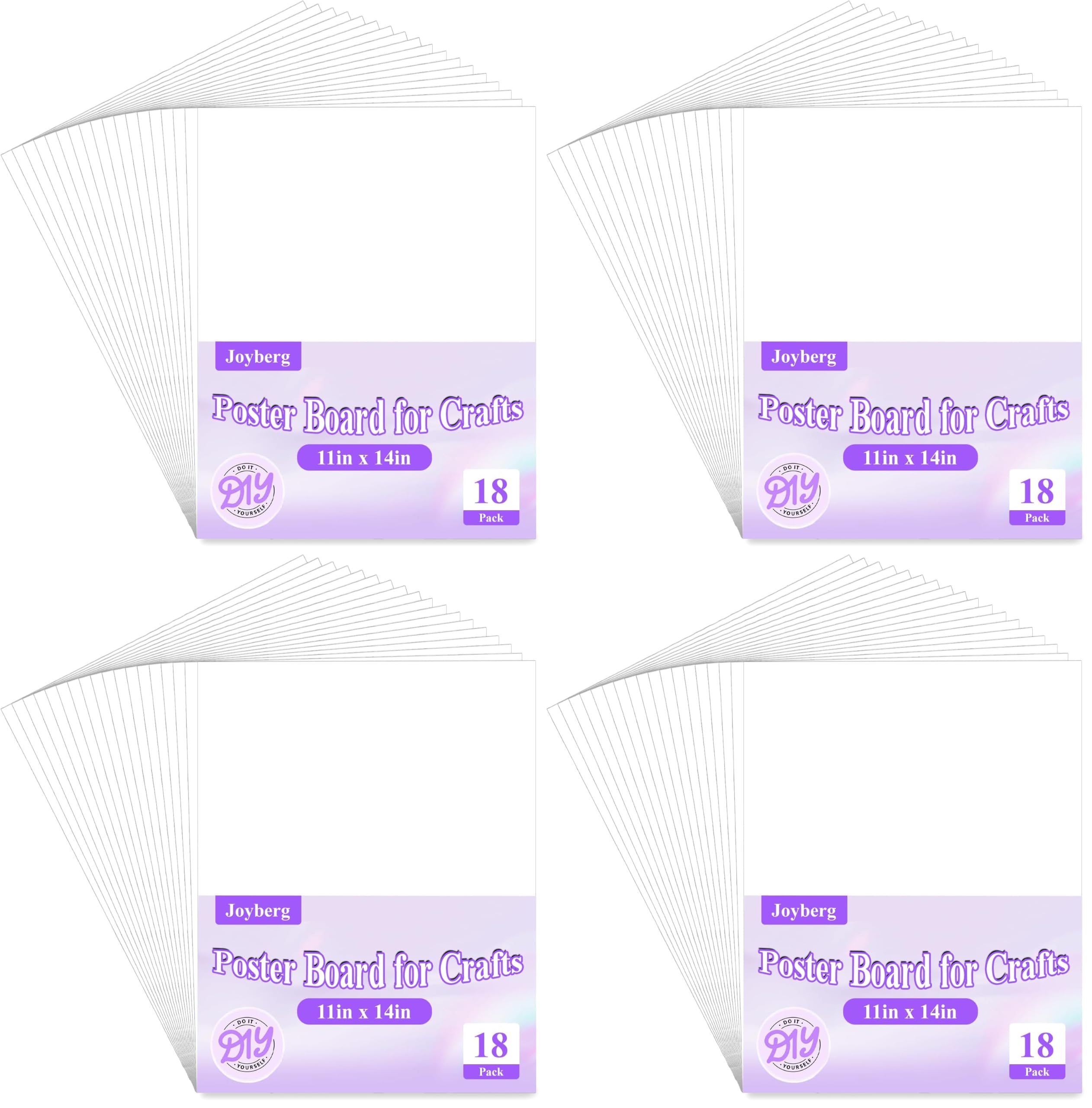 Joyberg 18Pack Poster Board, 11in x 14in White Poster Boards, Posterboard, Poster Board Paper for Crafts, DIY, Drawing (Pack of 4)