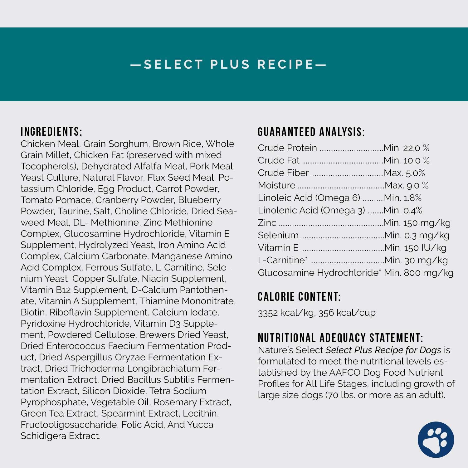 Nature's Select Plus Recipe - Chicken w/Glucosamine (5 LBs)