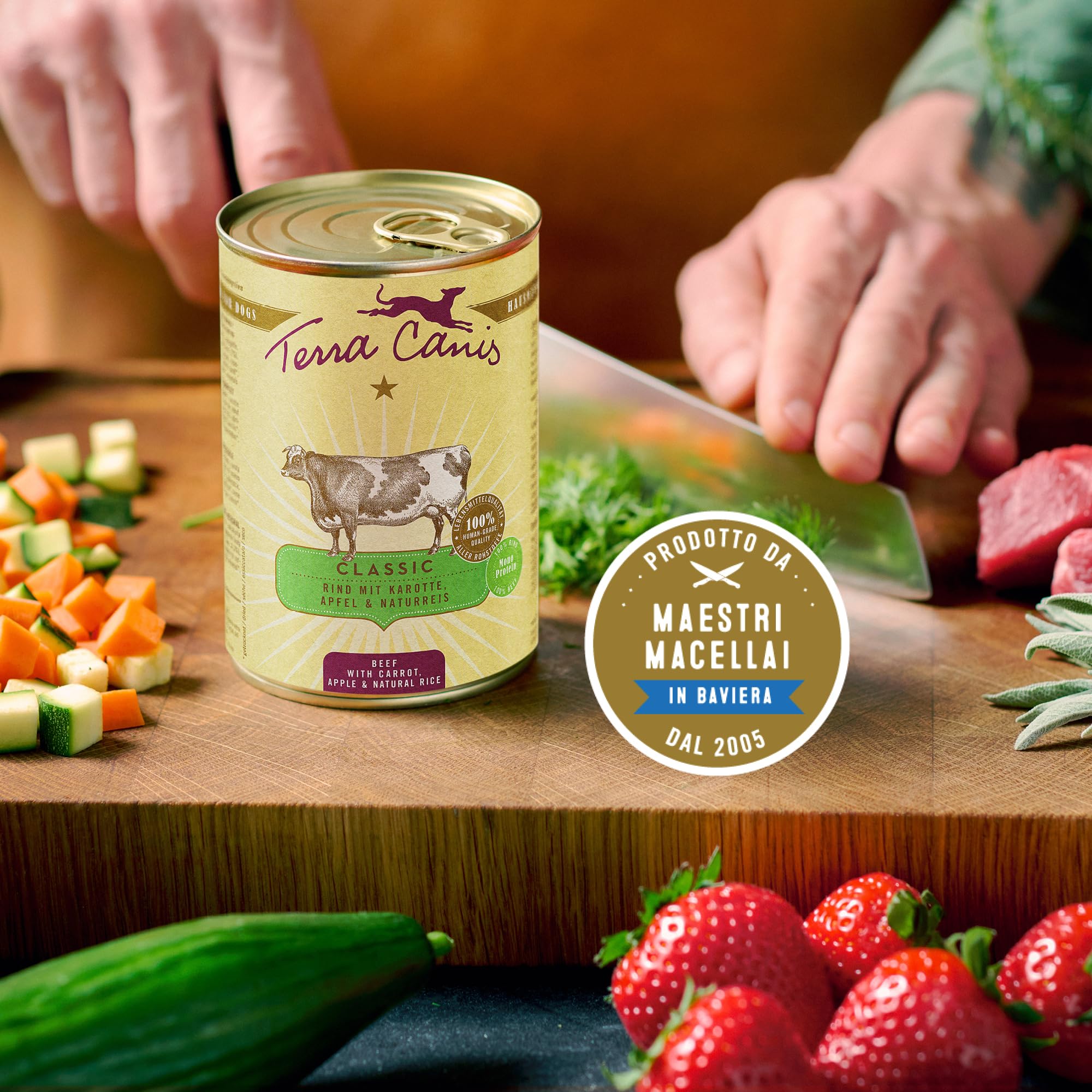 Terra Canis Bufalo con miglio e papaya, cibo Classico per cani, 12x400g | Materie prime di qualità alimentare al 100%, con carne fresca e interiora nutrienti, senza glutine e povero di cereali