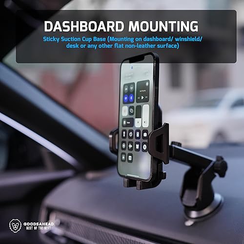 Miniatura 2 de Soporte de teléfono para automóvil con ventilación de CA, tablero de control mejorado y parabrisas, soporte giratorio de 360 compatible con iPhone y