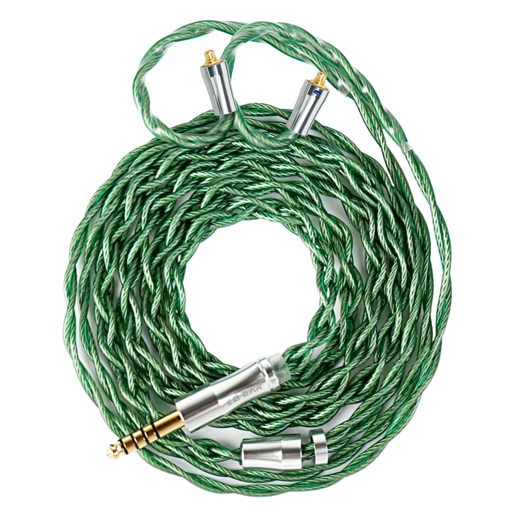 keephifi KBEAR Aegis IEM Kabel, HiFi-Kopfhörer 4-Adriges Versilbertes Kabel, 120 cm Kopfhörerkabel für Shu-re AONIC 215, U-E900, TIN-HIFI P1/ T2/ T3/ T4 Plus/ T2 EVO (MMCX, 4,4-mm Stecker)
