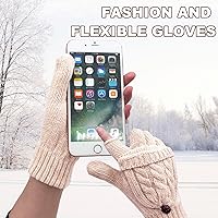 Vista 65 de Beurlike Guantes de invierno para mujer, de lana cálida, a prueba de viento, convertibles, sin dedos Negro