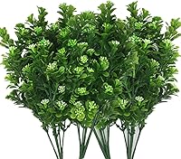 Vista 29 de CATTREE Arbustos artificiales, plantas de plástico, hierba de bambú, arbustos verdes falsos, hojas verdes, bodas, interiores, exteriores, hogar