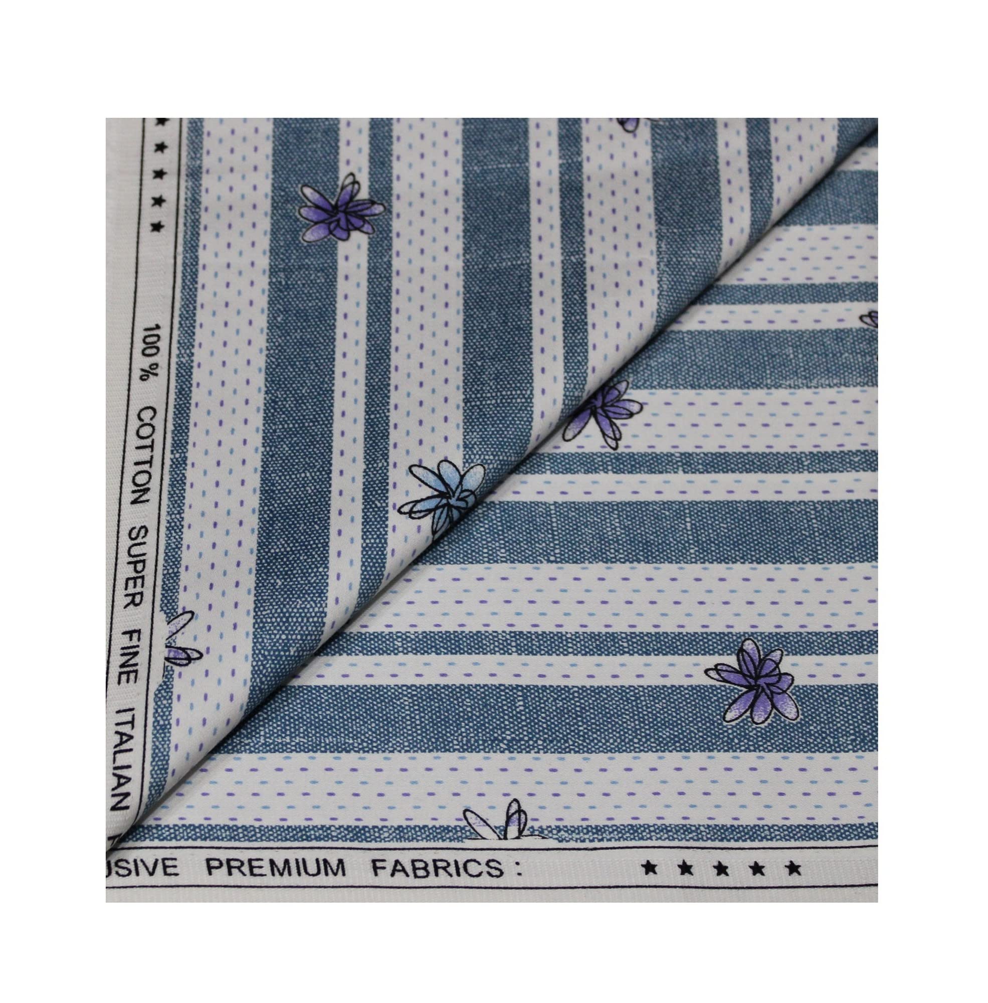 Mens Cotton Floral Print Unstitched Shirt Fabric(Free Size)-image-3