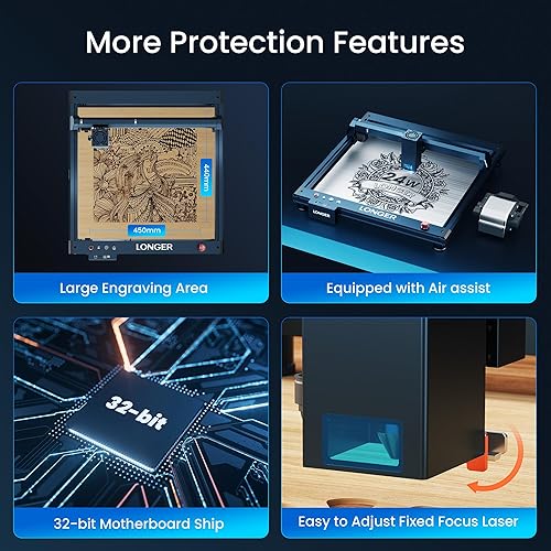 Miniatura 4 de Longer Laser B1 Engraver, 24W Laser Cutter Engraving Machine with Air Assist, 120W DIY Precisely Laser Engraving Machine, CNC Machine for Wood and