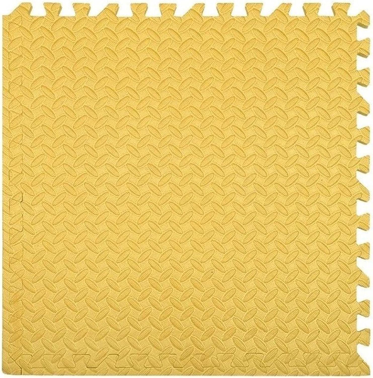 MaTvize Gym Flooring Exercise Foam Mats 60x60cm – 1cm Thick, 4 Pcs Yellow Large EVA Interlocking Floor Tiles, Non Slip Heavy Duty Floor Mat Home Gym, Garage, Office & Kids Play Area (16 Square Feet))