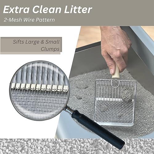 Miniatura 2 de Accesorios para recoger arena para gatos de interior, cuchara de arena de metal resistente para caja de arena multicat con filtro para arena de