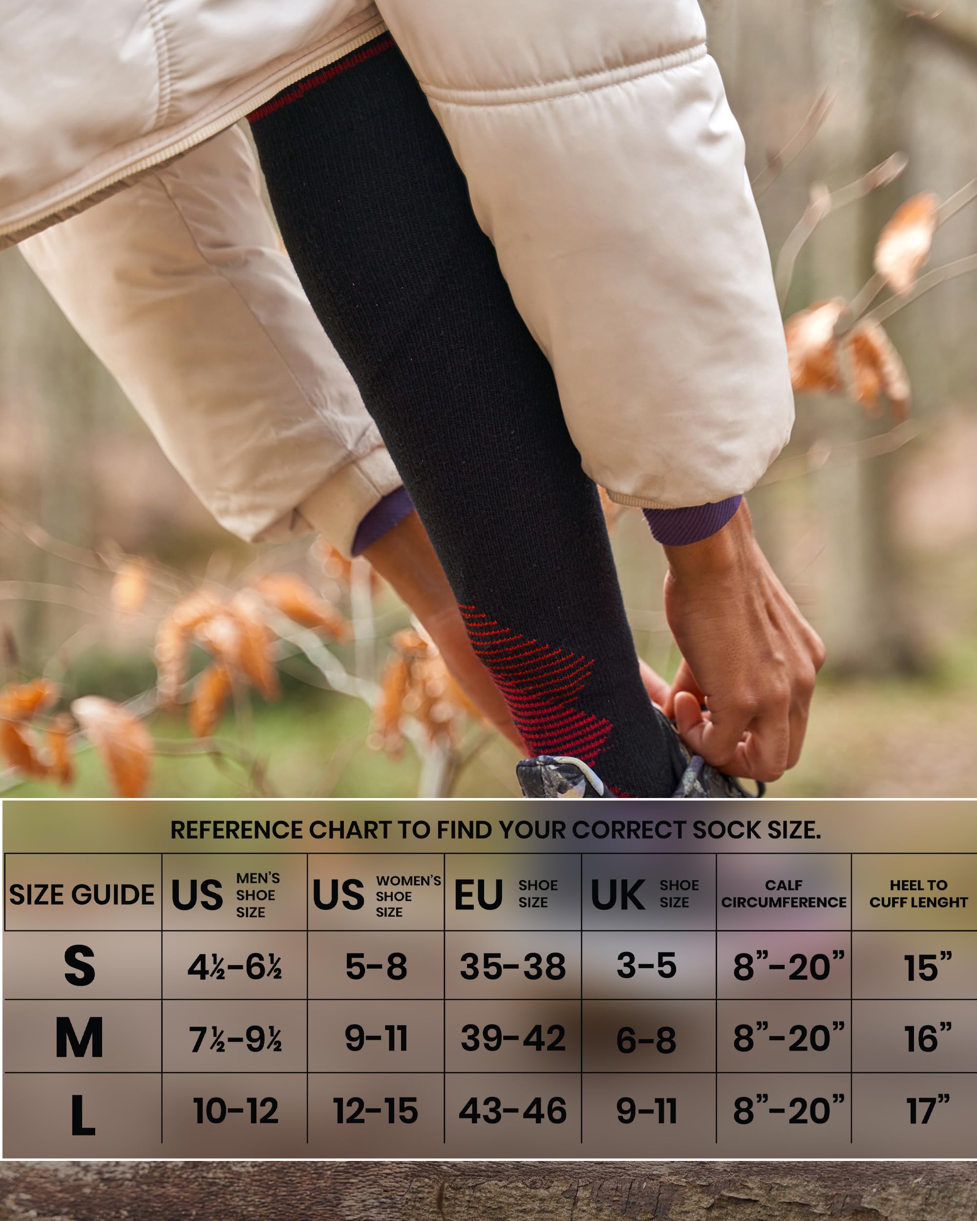 GoWith Calze a compressione in lana merino, 15-20 mmHg, termiche, da viaggio, imbottite al ginocchio, per uomo e donna