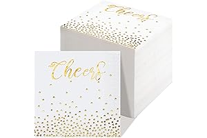 120 Pack Gold and White Cheers Cocktail Napkins by Cheers Beverage Collection