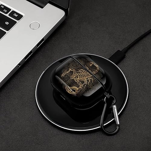 Miniatura 4 de Golden Cool Scorpio - Funda para auriculares Bluetooth con estampado, compatible con Airpods 3, caja de almacenamiento protectora con llavero
