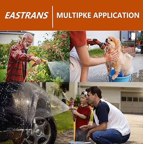 Miniatura 6 de EASTRANS Manguera de jardín de alta resistencia de 58 pulgadas x 25 pies, manguera de agua flexible con conector de latón macizo de 34 pulgadas para