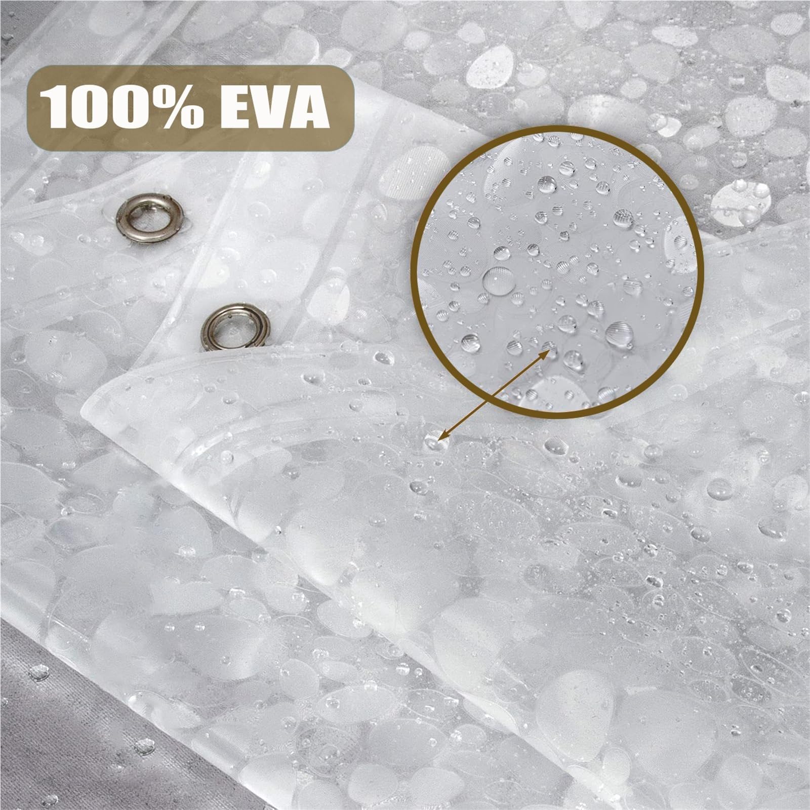 ChenTaiBB EVA Clear Shower Curtain Liner, Heavy Duty Shower Curtain, Cobblestone Patten with Bottom Magnets, Semi Transparent, Shower Liner for Shower Stall, Bathtubs(78.7