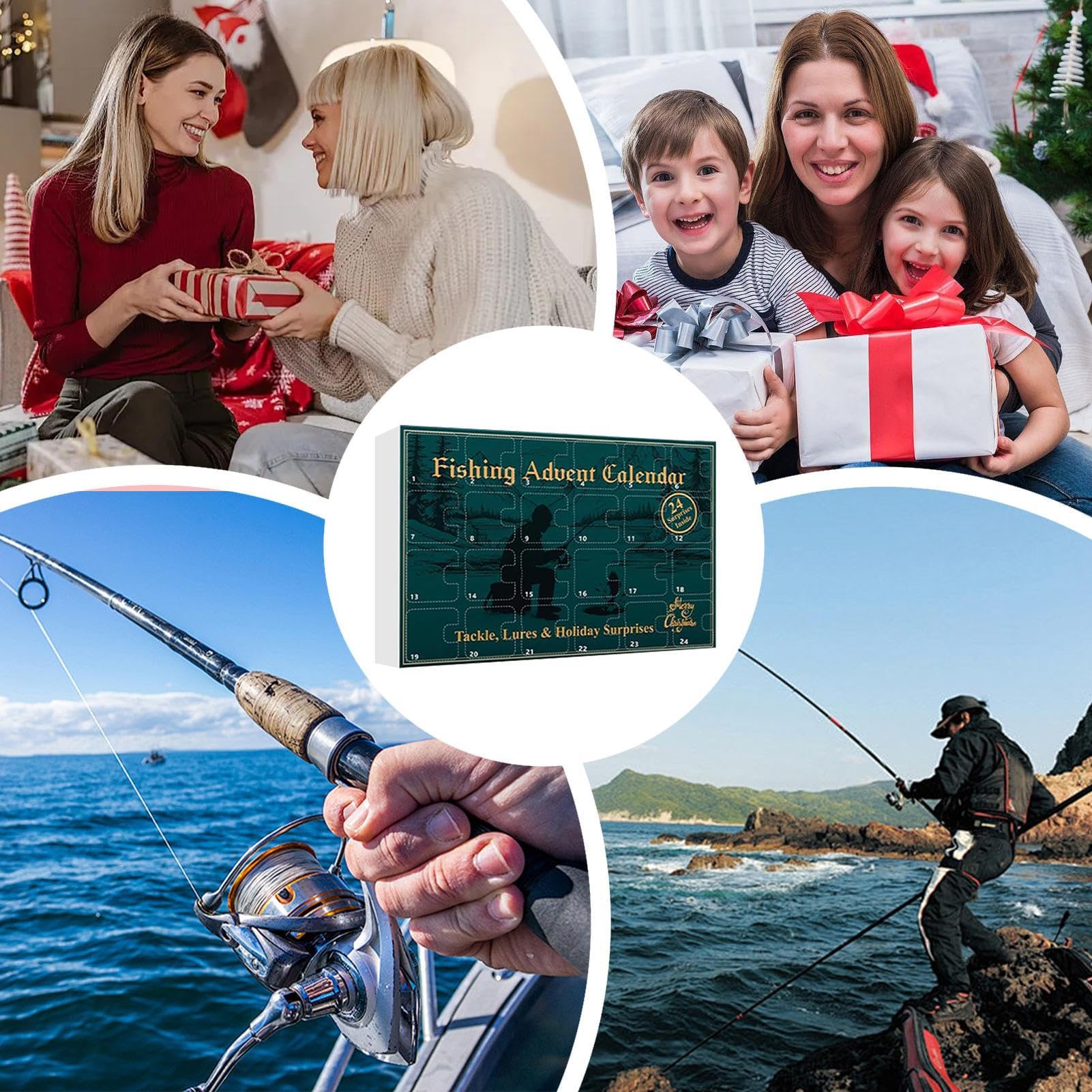 Calendario De Adviento Para Pesca 2025 | 24 Días De Equipo De Pesca De 2025 Para Fiestas - Calendario De Cuenta Regresiva Kit De Cebo Para Pescado De Navidad | Para Agua Dulce Y Salada Río Trucha Bar