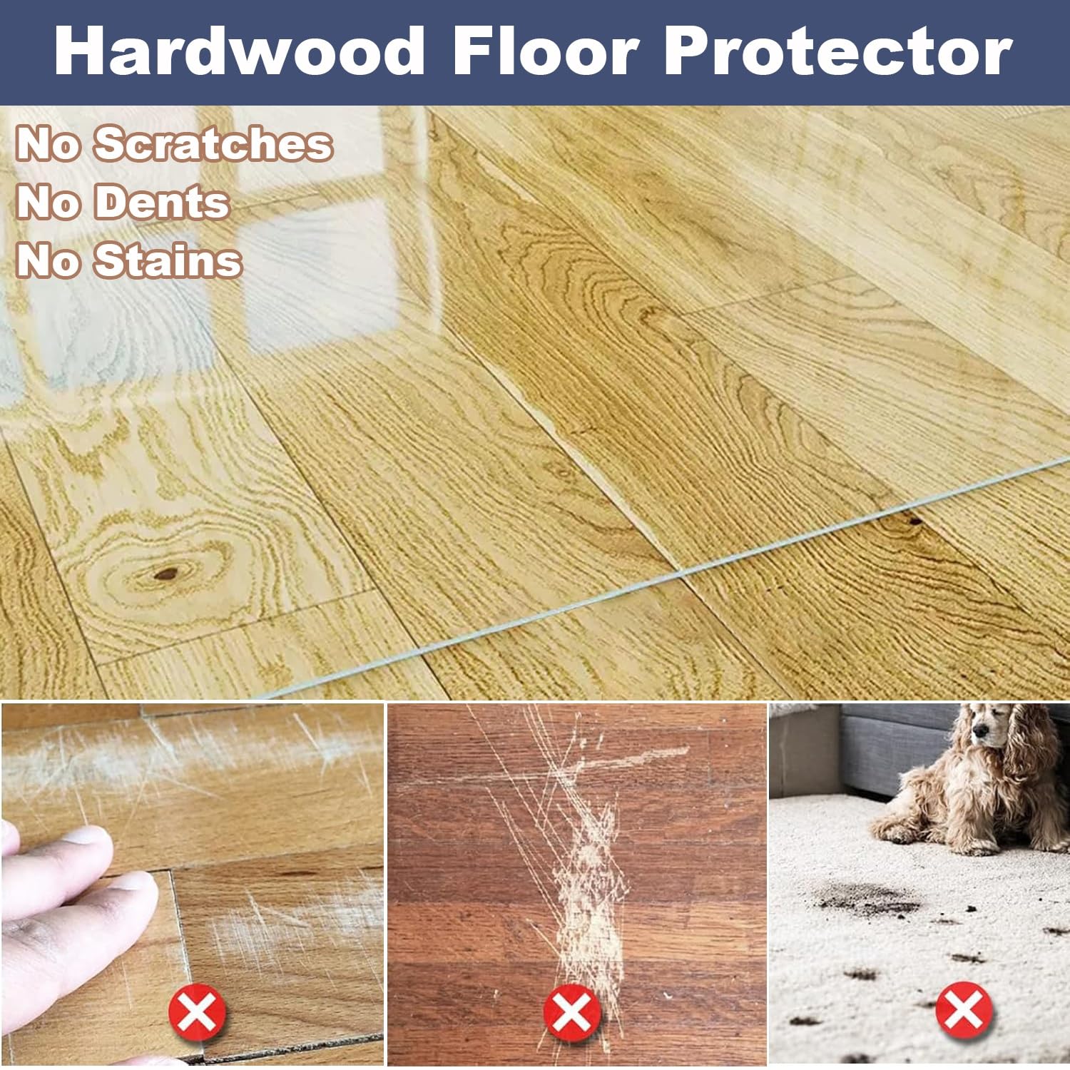 Tappetino Trasparente, Tappetino per Sedia in PVC Trasparente - Protezione Antiscivolo per Pavimenti di casa e Ufficio, 137 x 260 cm, Tappeto Resistente, Copri scrivania Personalizzabile per