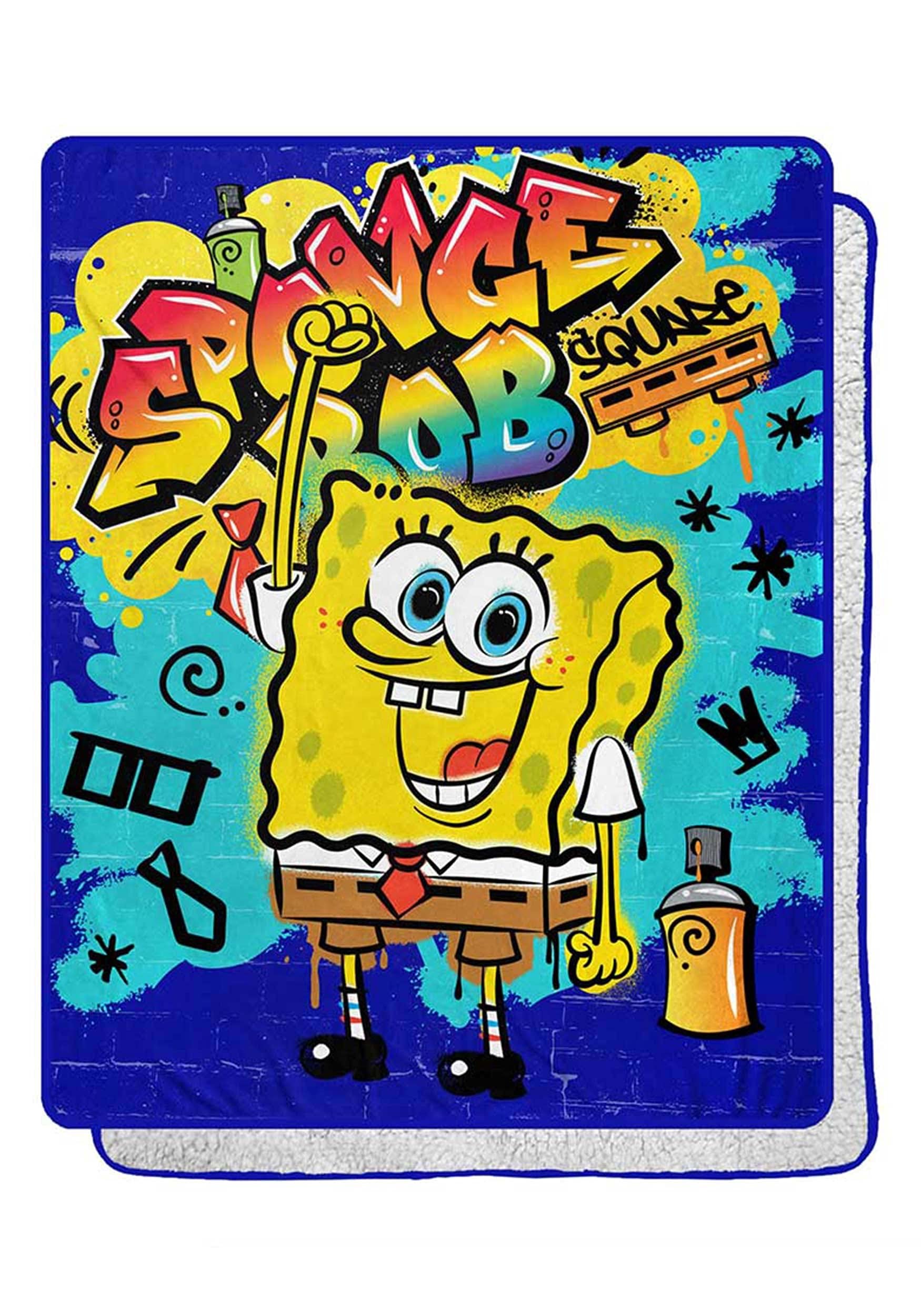 Amazon.com: The Northwest Group LLC Spongebob Graffiti Bob 40X50 Sherpa  Throw Standard : Home u0026 Kitchen
