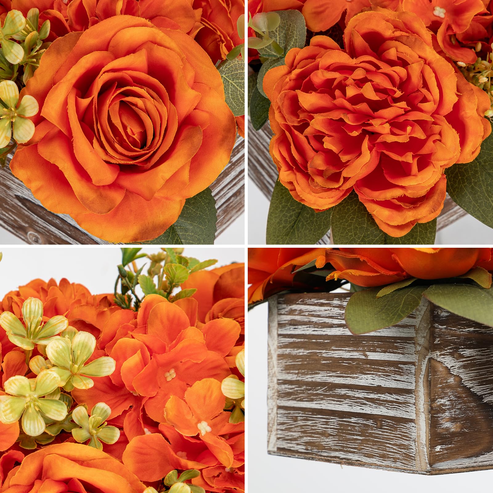 Hollyone Artificial Flowers Mixed Roses Hydrangeas Peonies in Pot - Image 3