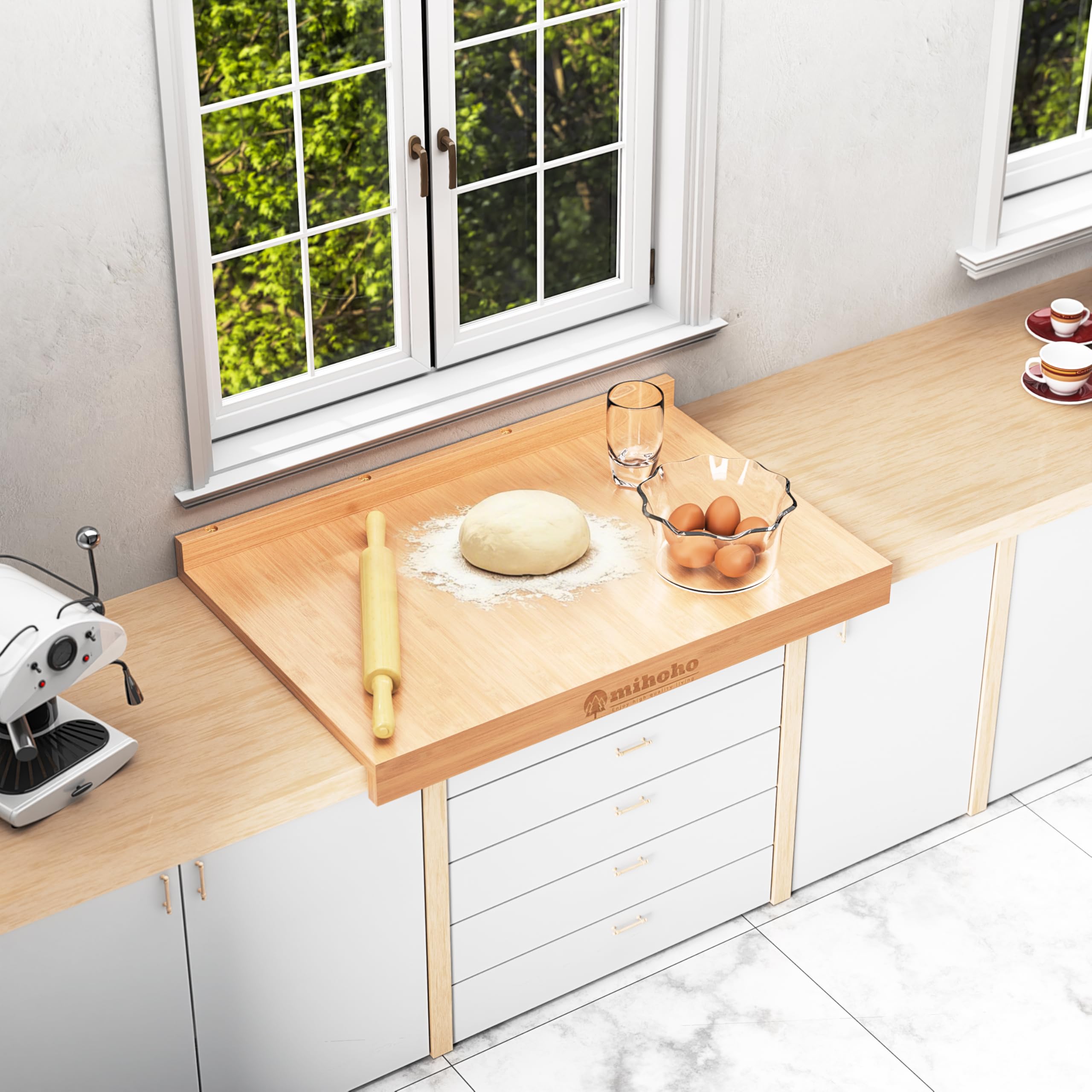 Tabla de madera para repostería, tabla de cortar con borde, tabla de amasar reversible para amasar pan, tabla de cortar con borde 61 x 40 cm (Madera)