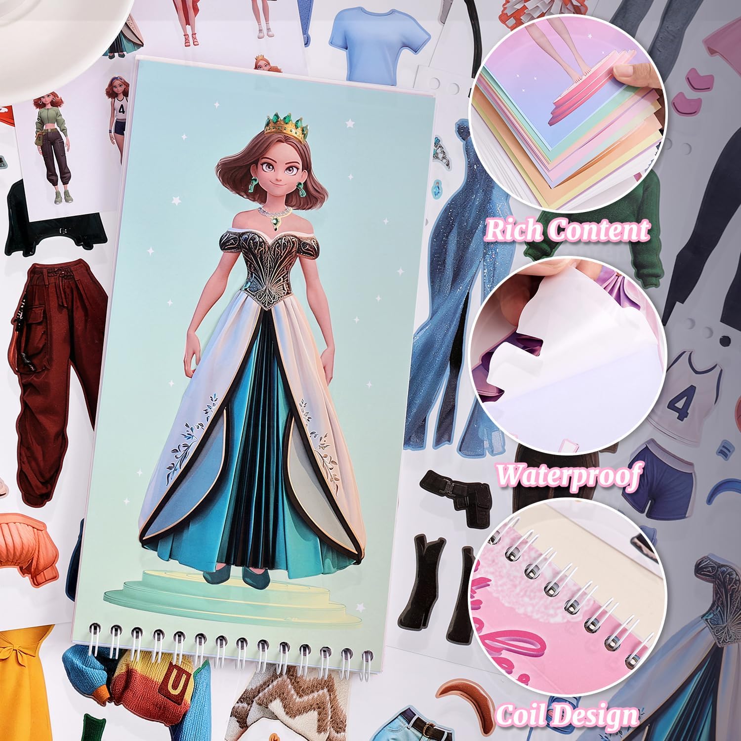 PAGEMORE 25 Sheets Dress Up Stickers for Kids, Make Your Own Fairy Princess Sticker for Kids Toddlers, Ideal Gift Birthday Preschool Children Party Favor, Classroom Rewards, Art Craft image 3