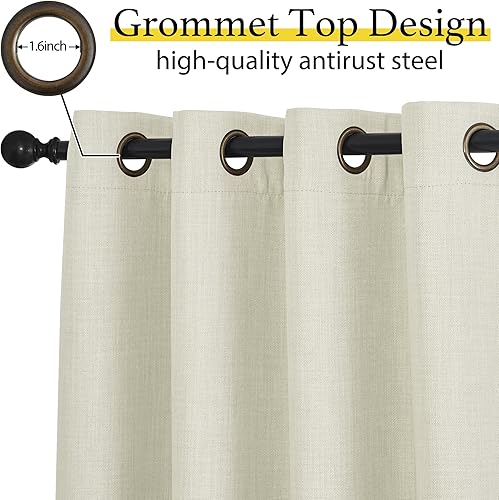Miniatura 7 de NICETOWN 2 paneles de cortinas opacas de lino de 50 x 84 pulgadas de largo con 2 paneles de 52 x 30 pulgadas de largo, cenefas opacas de lino con