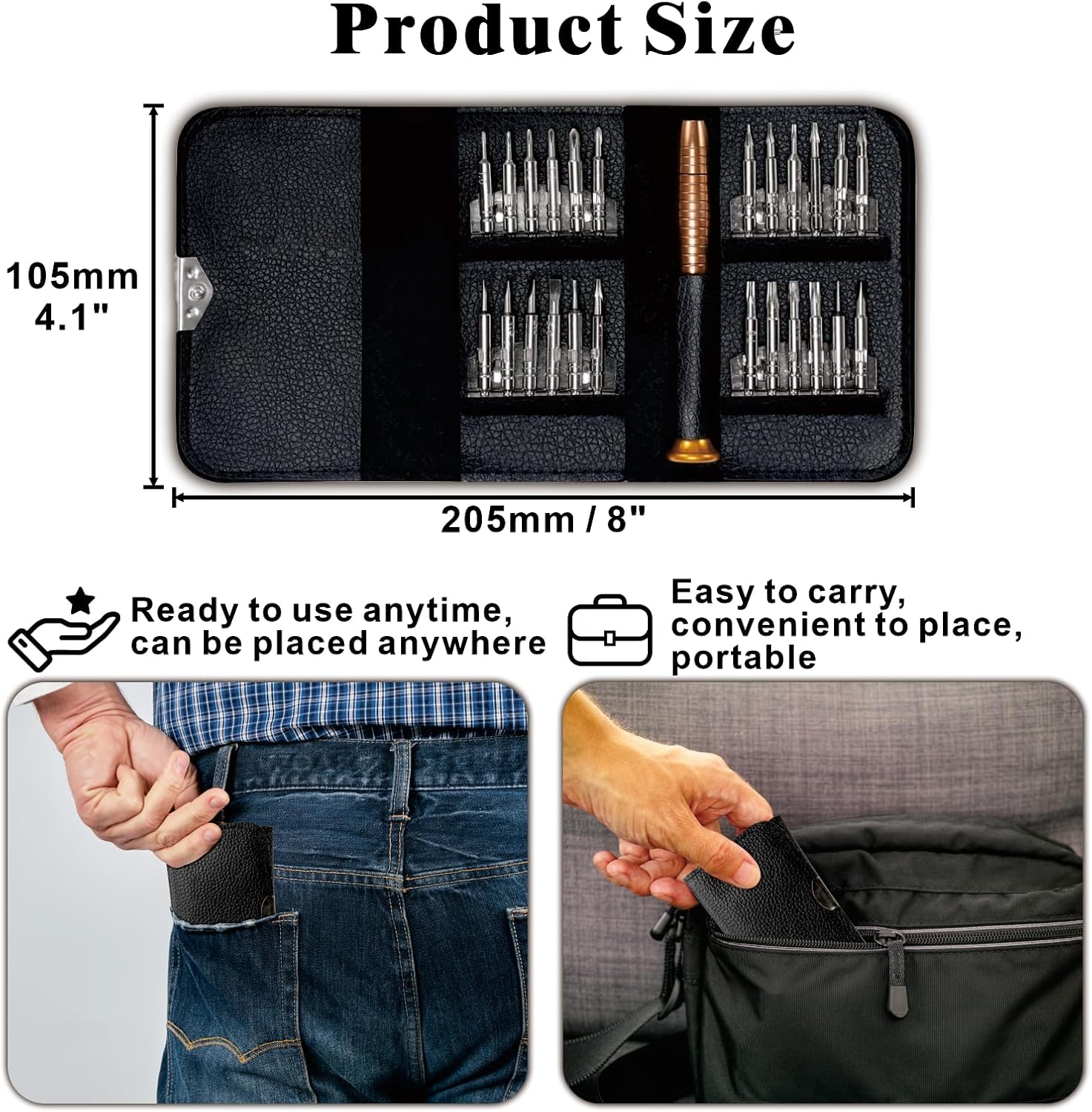 24-in-1 Mini Screwdriver Set, Precision Folding Screwdriver Kit for Jewelry Watch Eyeglass Smartphone Laptop Repair, Compact Micro Screwdriver Bits Set