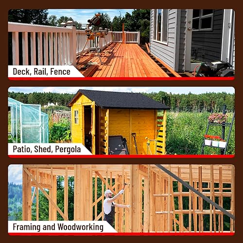 Miniatura 7 de SUNKIN Deck Screws #10 x 3 inch with T25 Torx Magnetic Bit Holder, Wood Screws Torx Star Drive Flat Head Ceramic Coated, 72 Counts Box  Ideal for