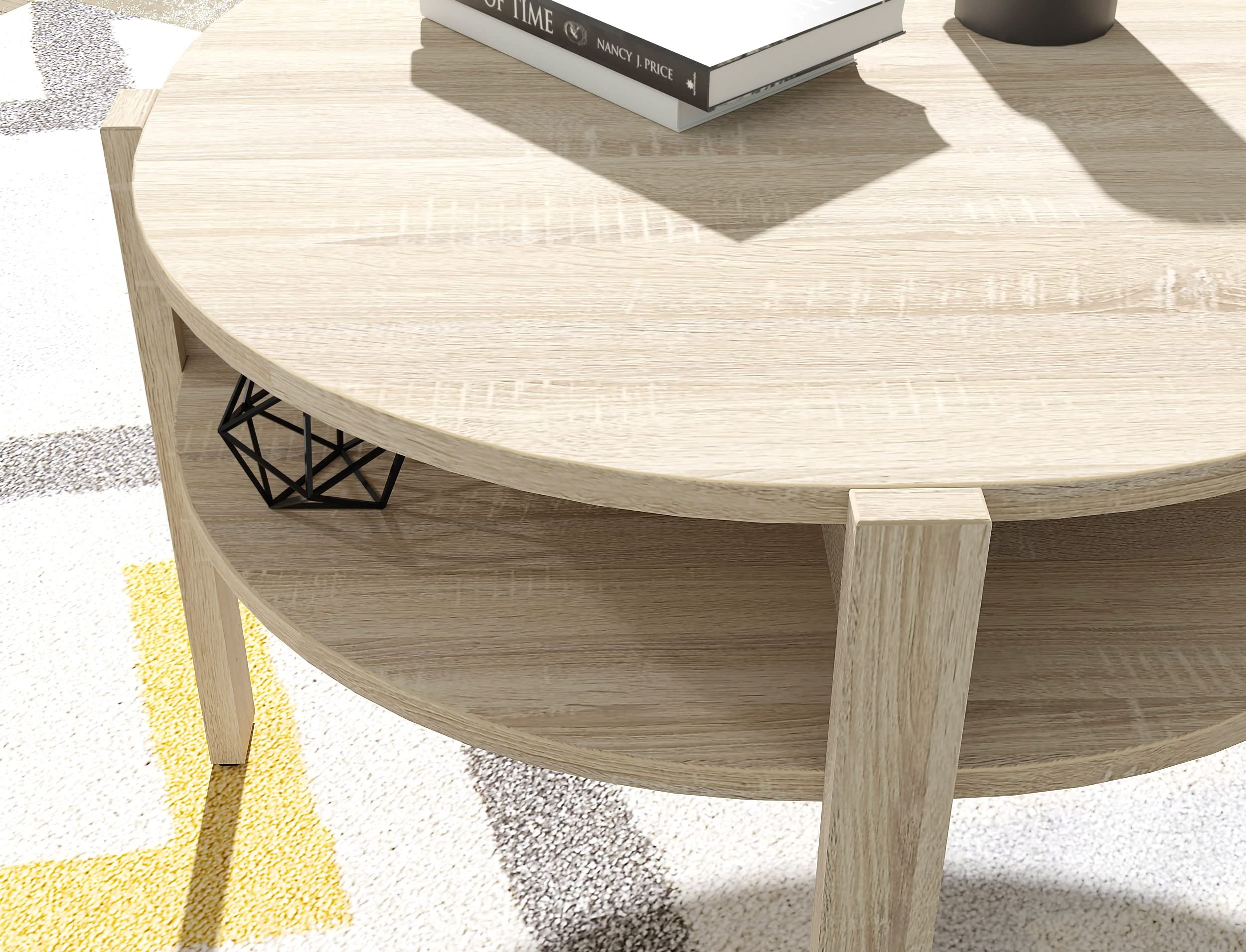 Newroom Couchtisch Sonoma Eiche Wohnzimmertisch Modern - 74,4x45,5x74,4 cm (BxHxT) - Sofatisch Ablagetisch Tisch