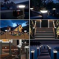 Vista 7 de T-SUN - Luces solares de poste, luces impermeables al aire libre para postes de madera de 4 x 4, iluminación LED blanca de 6000K, para cubierta