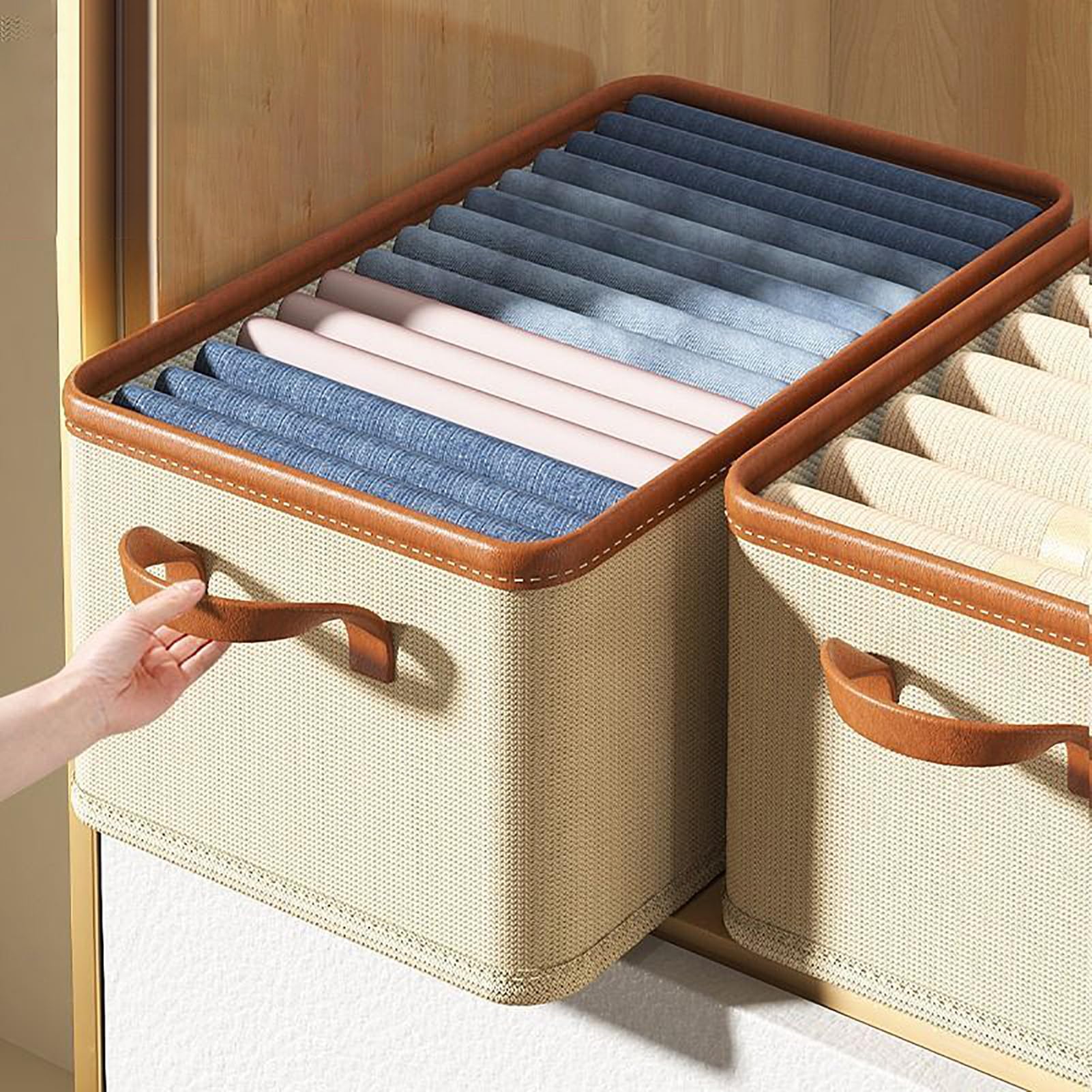 1 Stück Organizer Kleiderschrank Kleidung Aufbewahrung mit Handle- Faltbare Schubladen Ordnungssystem Kleider Aufbewahrungsbox für Hosen, Jeans,