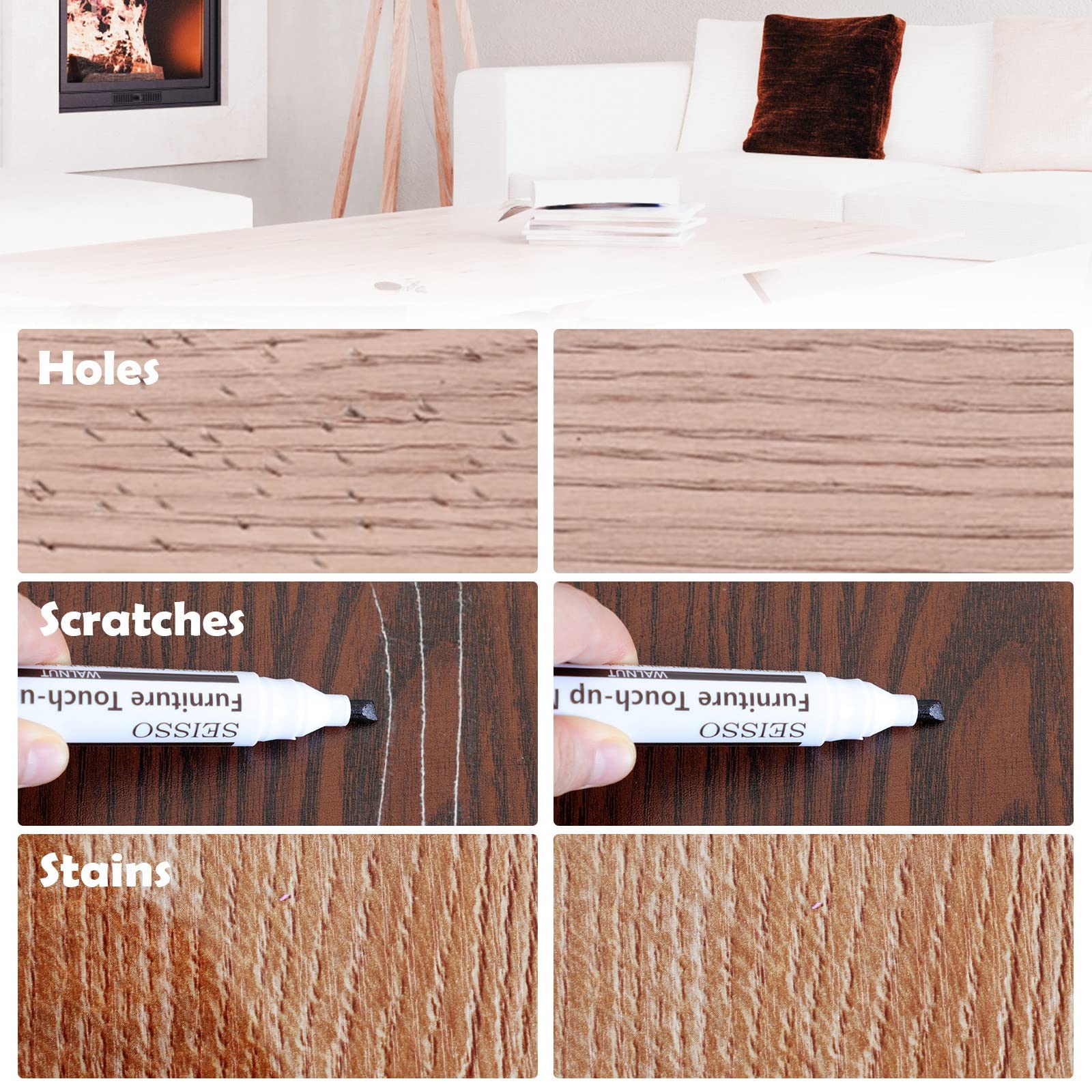 Wood Furniture Repair Kit 12 Wood Fillers, Hardwood