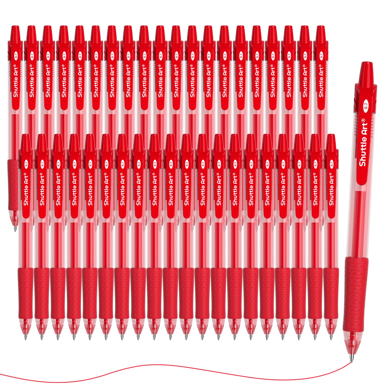 Shuttle Art Red Gel Pens, 40 Pack Retractable 0.7mm Medium Point Rollerball Red Ink Pens Smooth Writing with Comfortable Grip for Writing Journaling Taking Notes Office School Home
