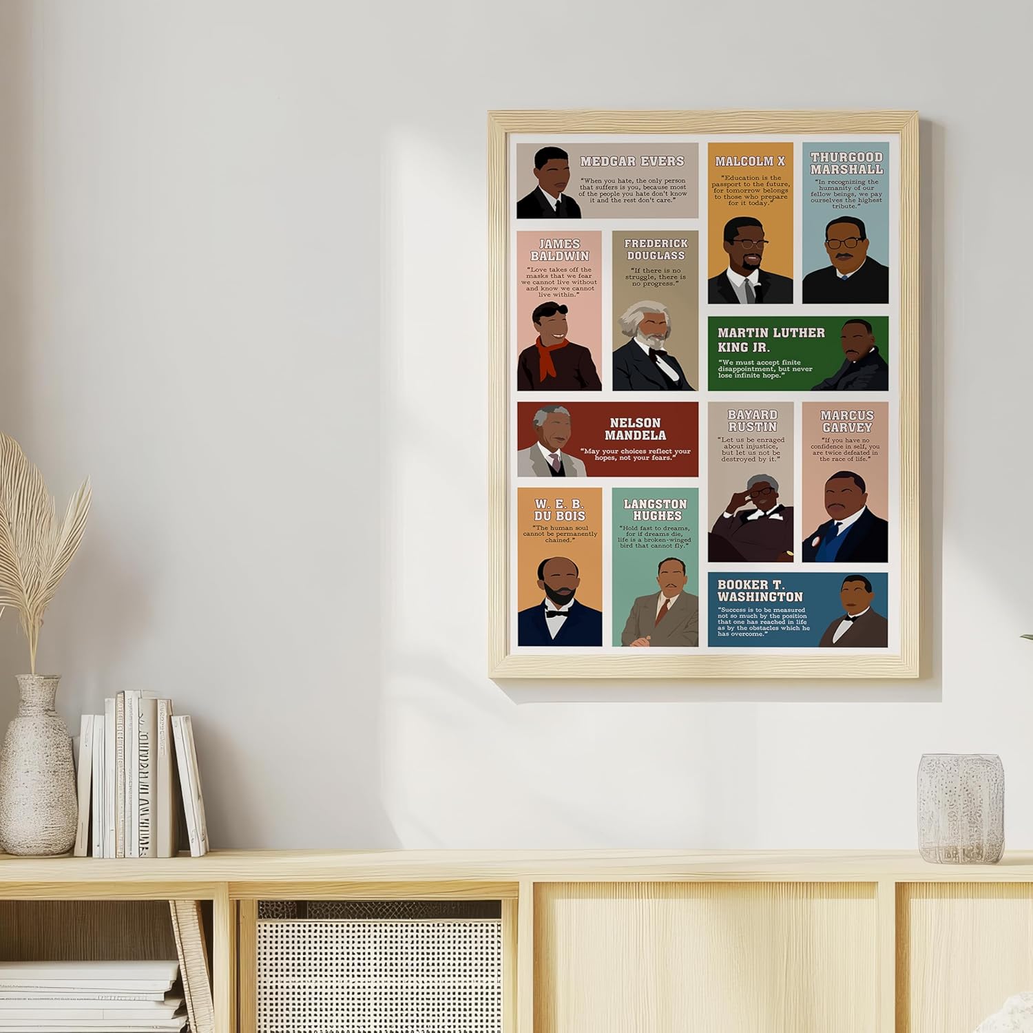 LOLUIS Inspirational Wall Art, Men Leader Inspirational Quote Artwork, Black History Month Diversity Home Office Classroom Decorations