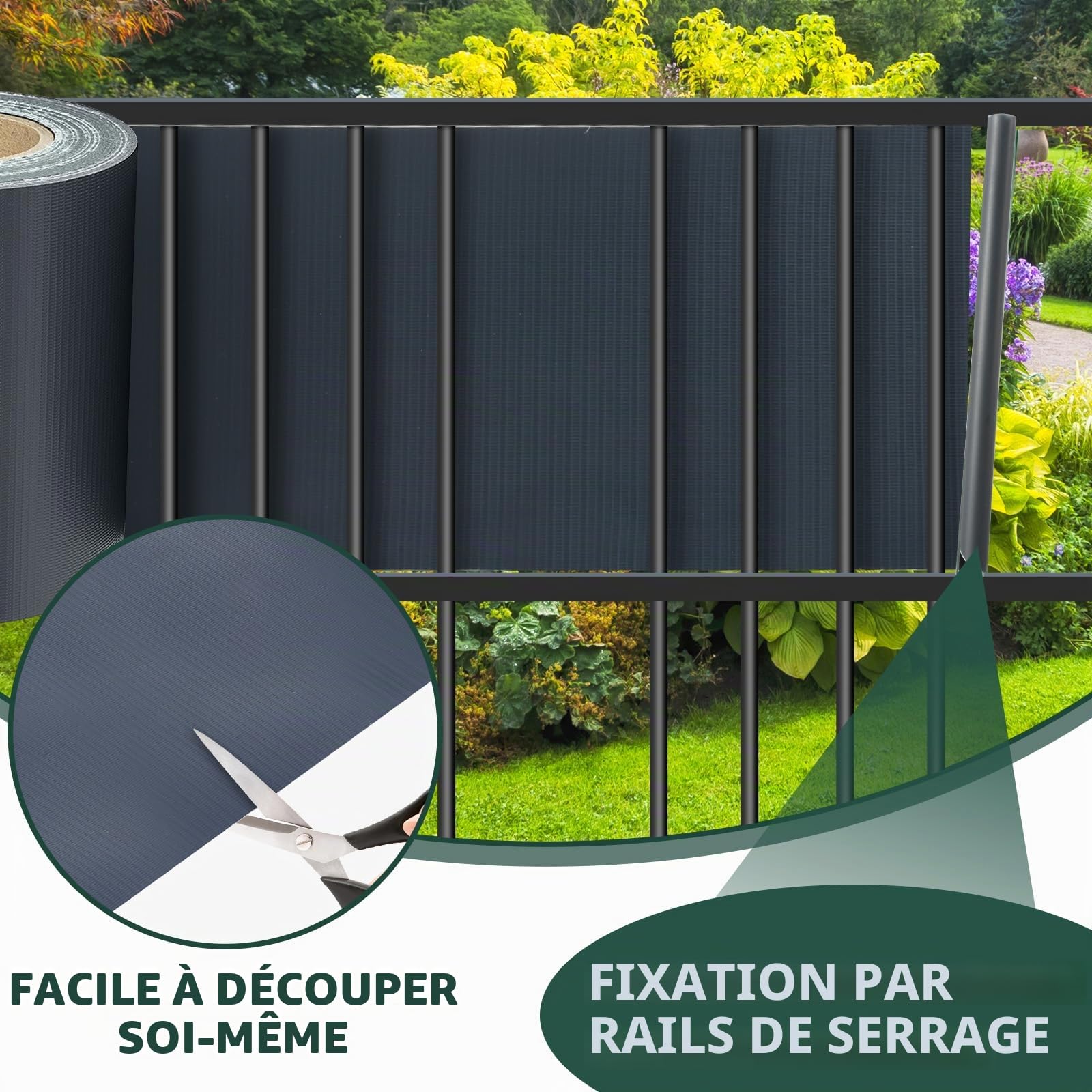 Bandes Brise-Vue en PVC 35 m x 19 cm, Film Brise-Vue pour clôture à Double Fil, avec 30 Clips de Fixation, Protection Contre Le Vent, Protection Solaire, clôture de Jardin, Anthracite