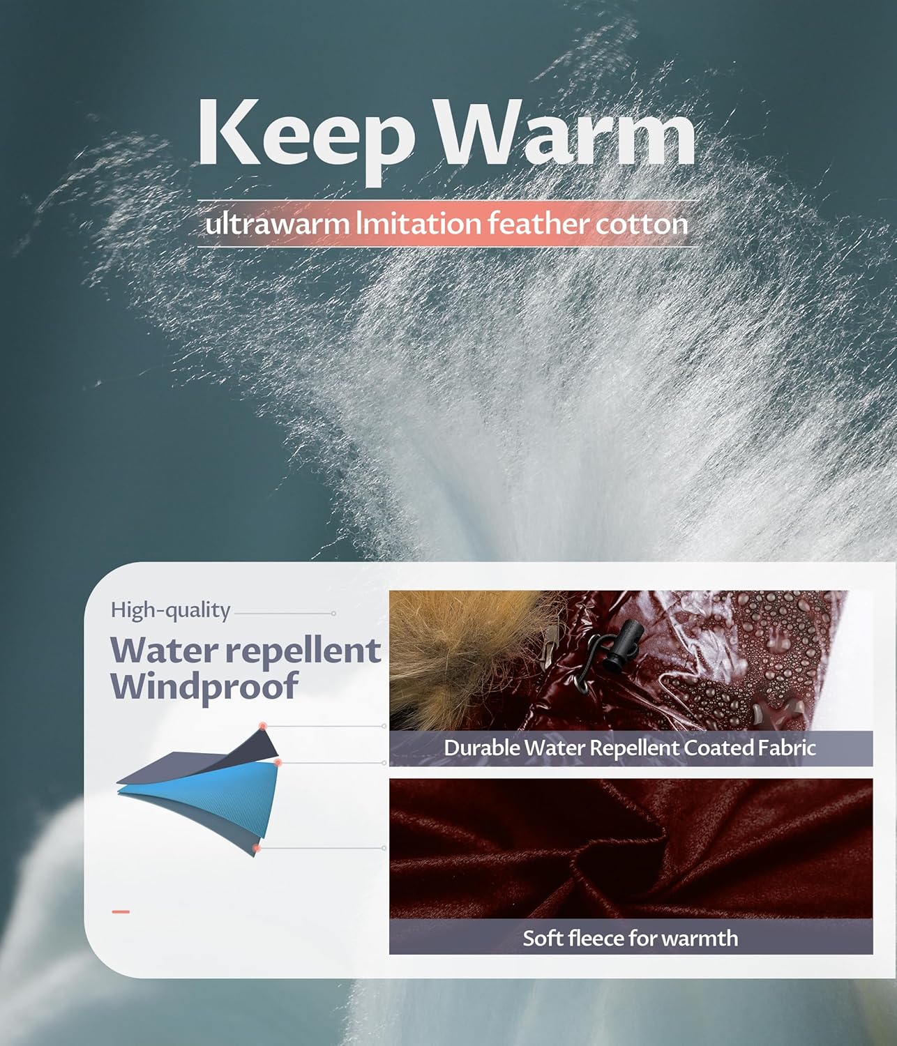 CREATMO US Women's Winter Hooded Coat Waterproof Warm Long Puffer Jacket Parka - Image 5